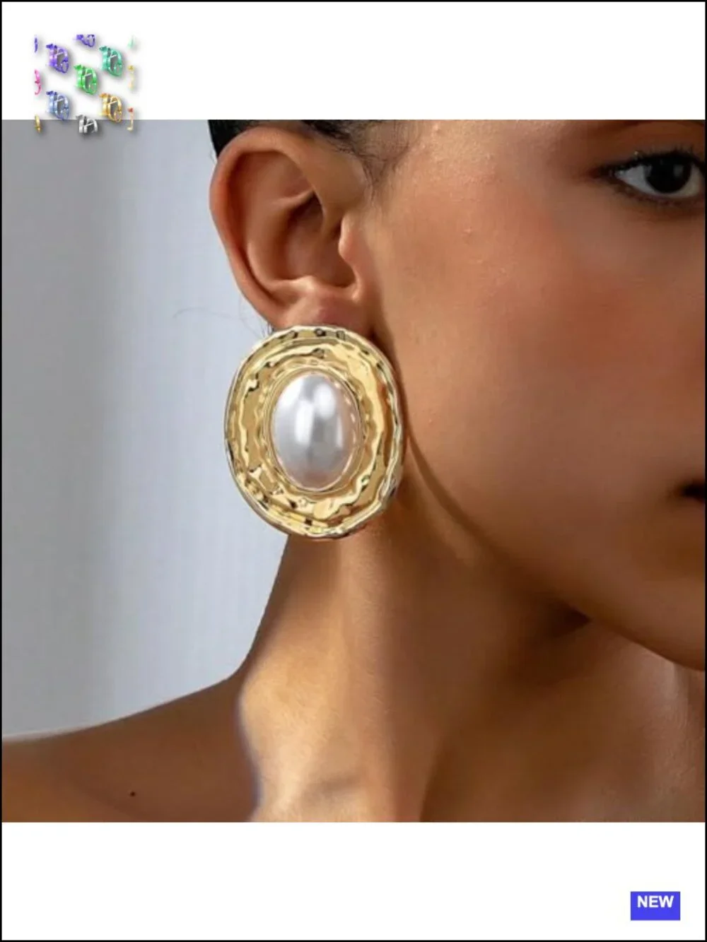 Chunky Large Pearl Dangle Earrings, Geometric Oval, Silver Tone, Faux Pearl